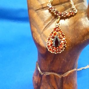 Garnet and Vermillion jewelry set. Necklace is 9 inches long.